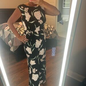 Floral Black and White Jumpsuit